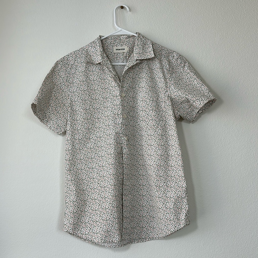 Taylor Stitch Hawthorne Short-Sleeve Shirt, White Floral Print, Size M (38)